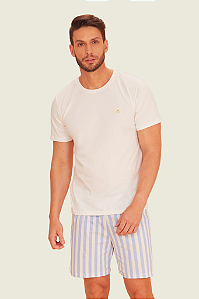 Pijama Masculino Adulto Manga Curta LISTRA AZUL Anna Kock Sleepewear
