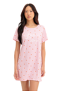 Camisola Adulto Feminina Manga Curta Rosa Mini Laranjas