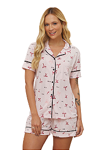 Pijama Camisaria Manga Curta LAÇOS Anna Kock Sleepwear