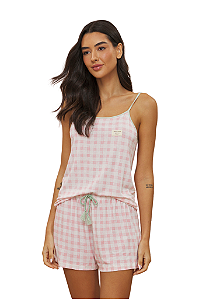 Shortdoll Alça VICHY ROSA Viscolycra Anna Kock Sleepwear