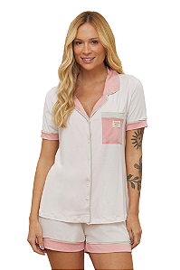 Pijama Camisaria Manga Curta TRICOLOR Viscolycra Anna Kock Sleepwear