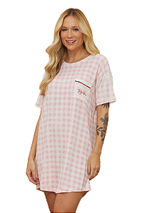 Camisola Adulto Manga Curta VICHY ROSA Anna Kock Sleepwear