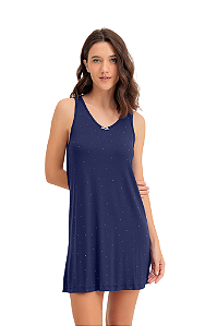 Camisola Adulto Feminina Regata Marinho Poás Viscolycra