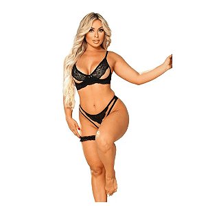 CONJUNTO SEXY SEM BOJO COM ARO, EM TULE COM RENDA ACOMPANHA PERSEX REF:10775
