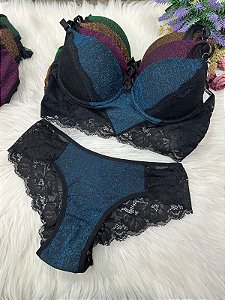 CONJUNTO COM BOJO LOUXEX BRILHO CALCINHA COM DETALHES EM RENDA