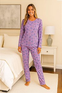 PIJAMA FEMININO INVERNO MANGA LONGA SUEDE PREMIUM ESTAMPADOS