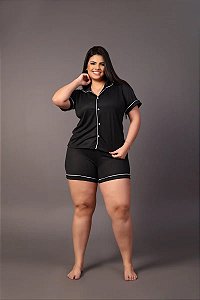 PIJAMA AMERICANO PLUS SIZE BOTÃO CURTO PÓS CIRURGICO AMAMENTAÇÃO SUEDE LISOS