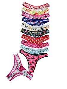 KIT 03 CALCINHAS AGYLA FIO DENTAL ESTAMPADAS