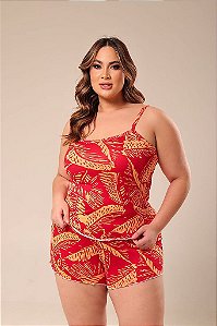 PIJAMA BABY DOLL ALCINHA PLUS SIZE SUEDE PREMIUM ESTAMPADOS