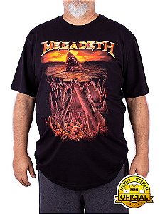 Camiseta Plus Size Megadeth Shark Preta Oficial