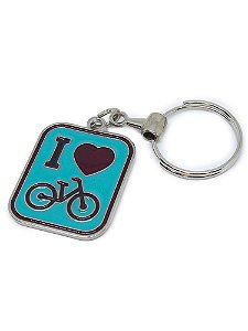 Chaveiro Metal I Love Bike Azul