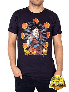 Camiseta Dragon Ball Goku Esferas Dragão Preta - Oficial