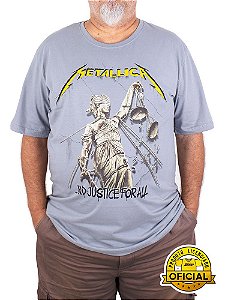 Camiseta Plus Size Metallica Justice For All Cinza - Oficial