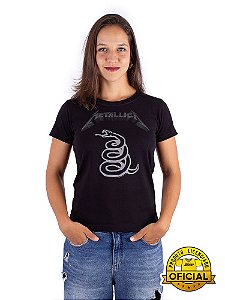 Camiseta Feminina Metallica Black Álbum Preta - Oficial