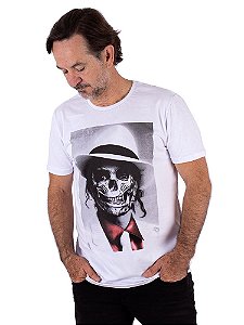 Camiseta Michael Jackson Caveira Branca.