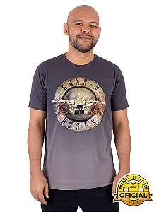 Camiseta Guns N' Roses Bullet Estonada Cinza - Oficial