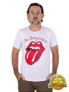 Camiseta Rolling Stones Branca - Oficial