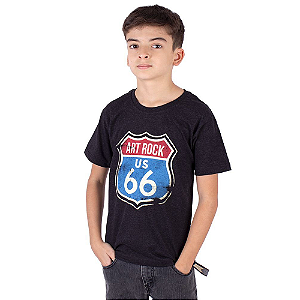 Camiseta Juvenil Art Rock US66 Preta Jaguar