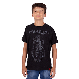 Camiseta Juvenil Guitarra Only Preta Jaguar