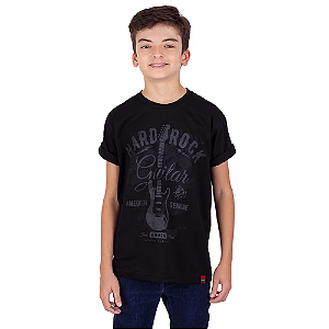 Camiseta Juvenil Hard Rock Guitar Preta