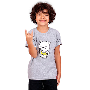 Camiseta Infantil Teddie Mercury Queen Cinza Mescla