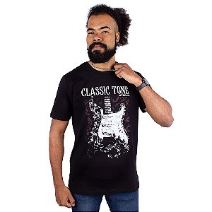 Camiseta Guitarra Classic Tone Preta.