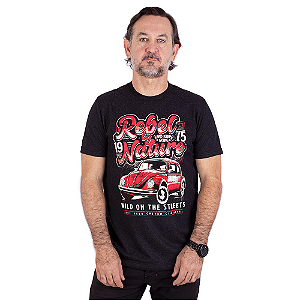 Camiseta Fusca Rebel Preto Jaguar.
