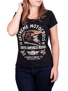 Camiseta Feminina Motocross Preta Jaguar