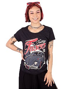 Camiseta Feminina Fusca Rat Preta Jaguar