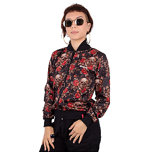 Jaqueta Bomber Floral Caveira