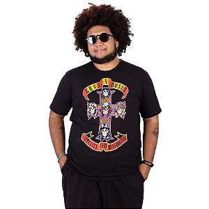 Camiseta Plus Size Guns N Roses Appetite For Destruction Preta Oficial