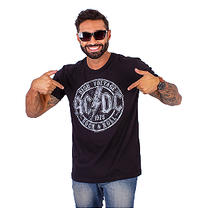 Camiseta ACDC High Voltage Preta Oficial