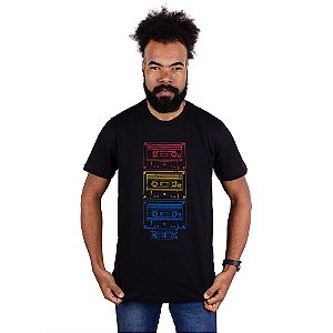 Camiseta Fita K7 Color Tape Preta.