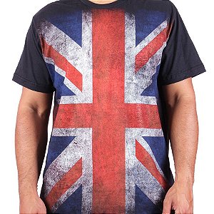Camiseta Bandeira Reino Unido Full Preta.