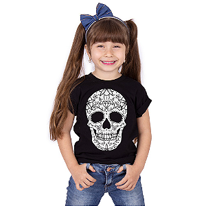 Camiseta Infantil Caveira Mexicana III Preta