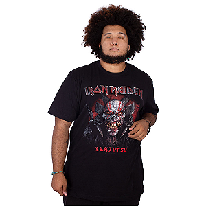 Camiseta Plus Size Iron Maiden Senjutsu Eddie Preta Oficial