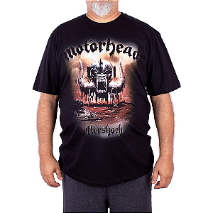 Camiseta Plus Size Motorhead Aftershock Preta Oficial