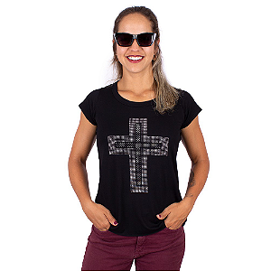 Blusa Gola Redonda Cruz Preta