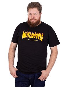 Camiseta Plus Size Motorcycle Preta.