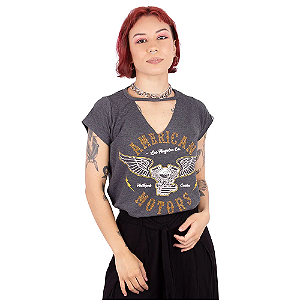 Blusa Choker Moto American Grafite