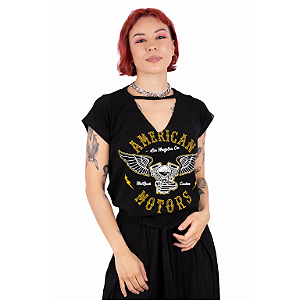 Blusa Choker Moto American Grafite