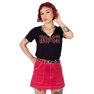 Blusa Corrente Aplique Rock Full Preta