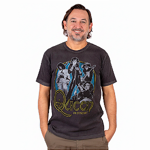 Camiseta Queen In Concert Estonada Preta Oficial