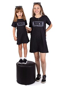 Tal Mãe Tal Filha Vestido TShirt Rock Preto Jaguar