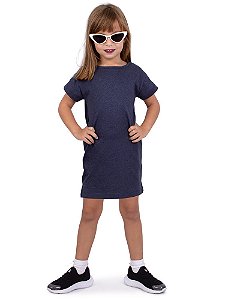 Vestido Infantil Tshirt Básico Marinho Indigo