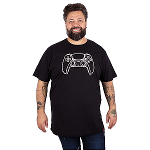Camiseta Plus Size Controle Gamer Preta.
