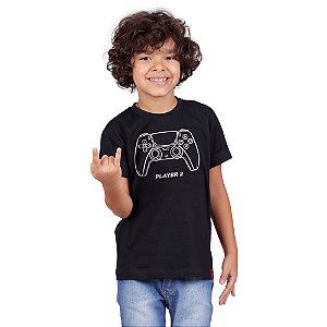 Camiseta Infantil Player 2 Preta