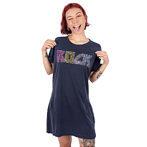 Vestido Tshirt Estonado Color Rock Azul