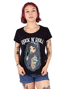 Camiseta Feminina Princesa Lady Tattoo Preta