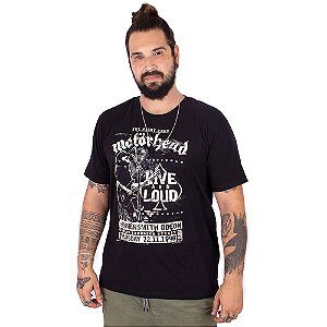 Camiseta Motorhead Live And Loud Preta Oficial